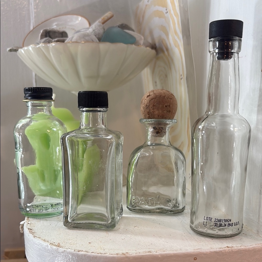 Clear Glass Bottle Set with Black and Cork Tops